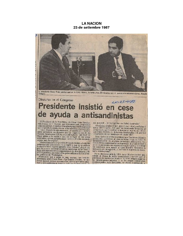 La Nación Presidente insistió en cese de ayuda a antisandinistas.pdf