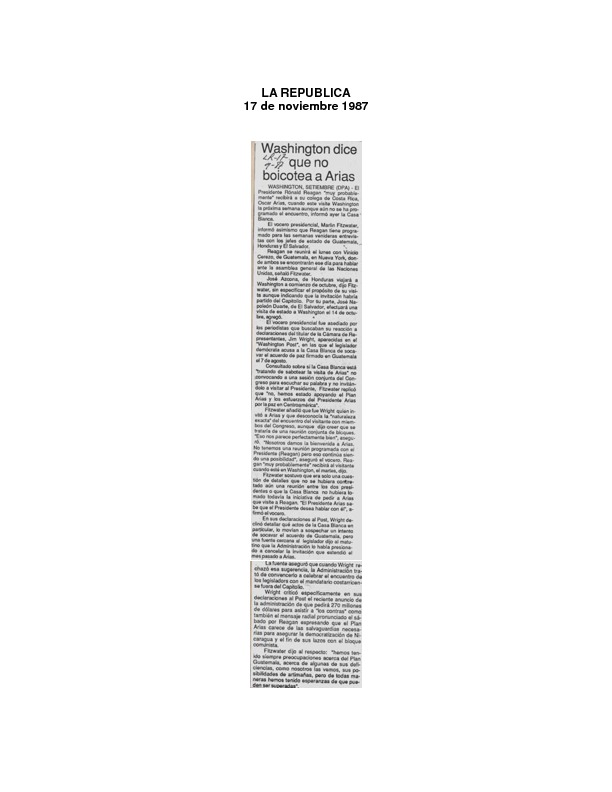 La República, Washington dice que no boicotea Arias.pdf