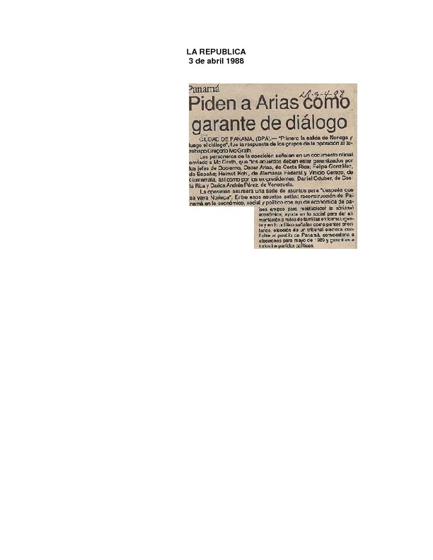 La República Piden a Arias como garante de diálogo.pdf