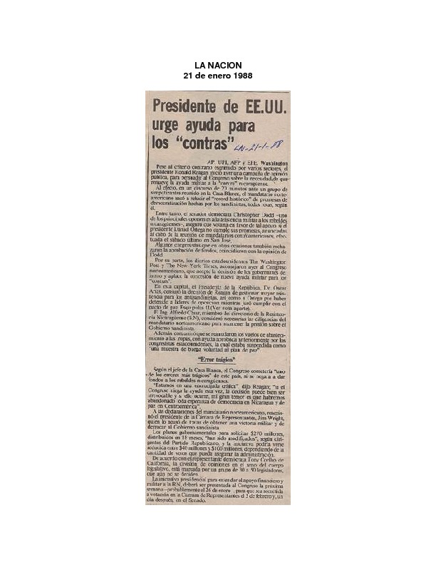 La Nación Presidente de EEUU urge ayda para los contras.pdf
