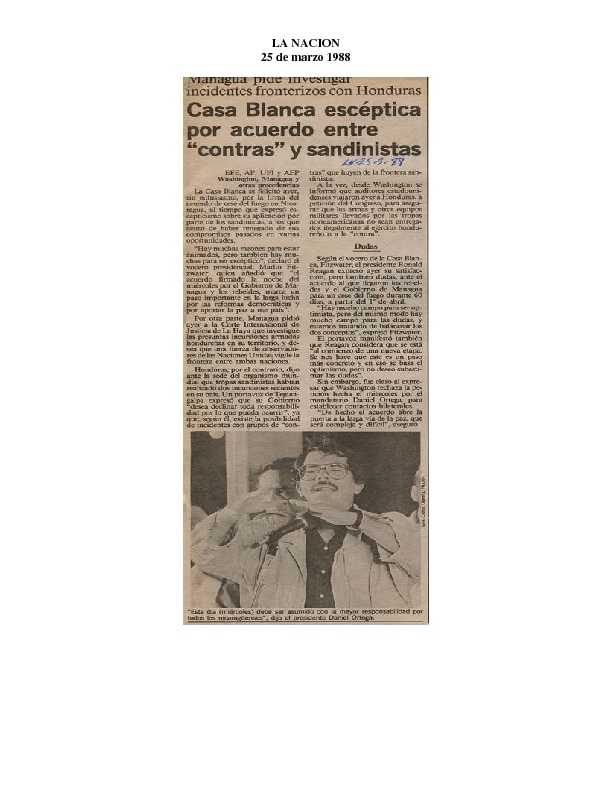 La Nación Casa Blanca escéptica por acuerdo entre contras y sandinistas.pdf