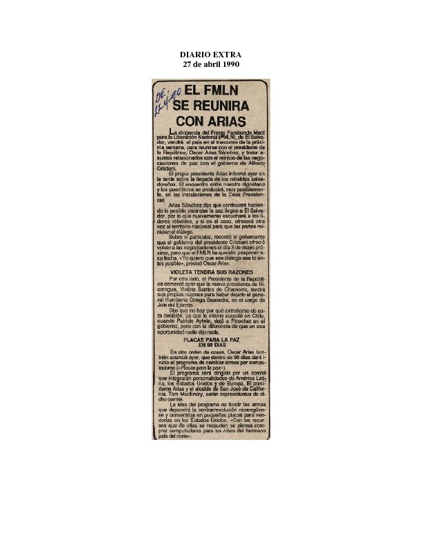 Diario Extra El FMLN se reunirá con Arias.pdf
