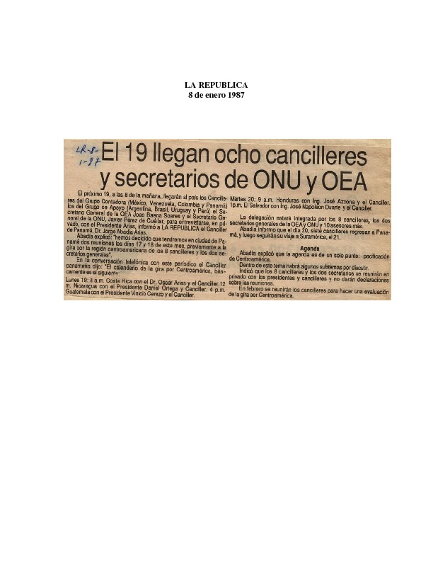 La República El 19 llegan ocho cancilleres y secretarios de la ONUy OEA.pdf