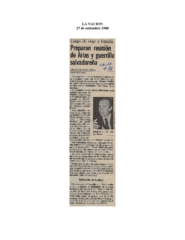 La Nación  Preparan reunión de Arias y guerrilla salvadoreña.pdf