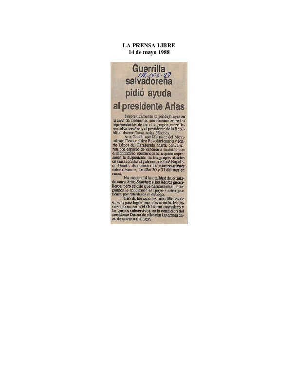 La Prensa Libre Guerrilla salvadoreña pidió ayuda al presidente Arias.pdf