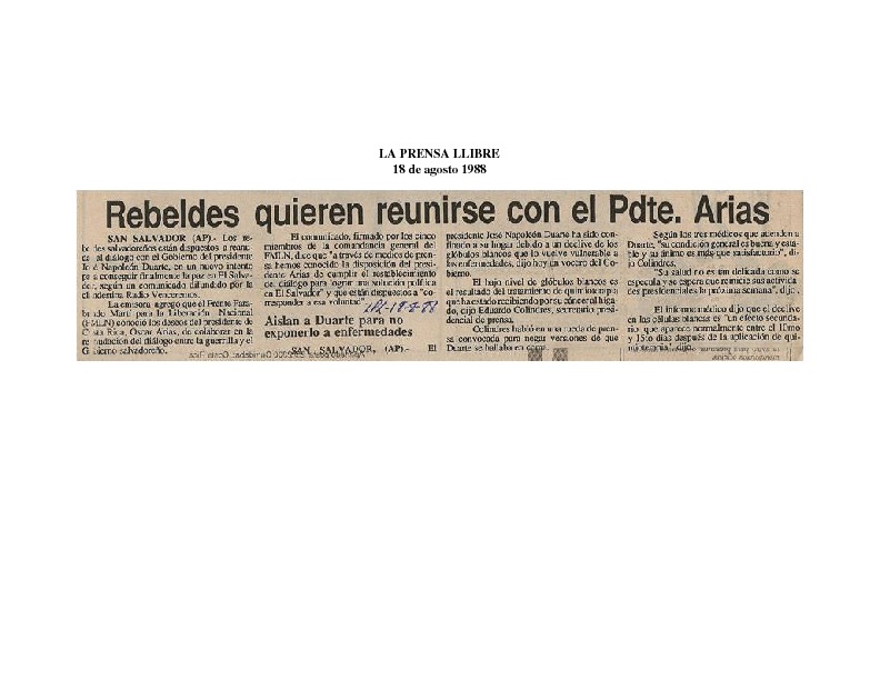 La Prensa Libre Rebeldes quieren reunirse con el Pdte Arias.pdf