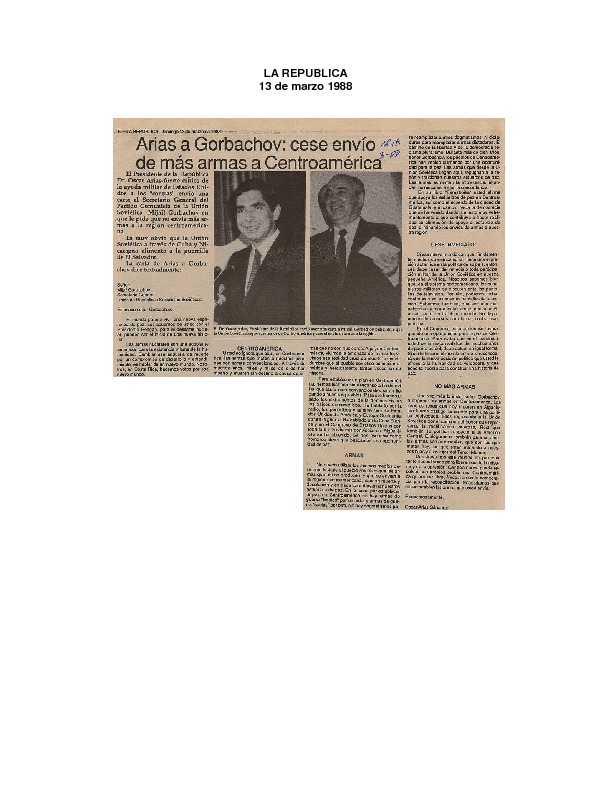 La República Arias a Gorbachov  cese envío de más armas a Centroamérica.pdf