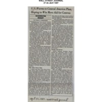 Wall Street Journal US Warms to Central America Plan, Hoping to win aid for Contras.pdf